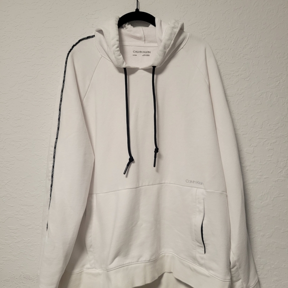 Calvin Klein Men's White Hoodie with Black Accents - Picture 1 of 3
